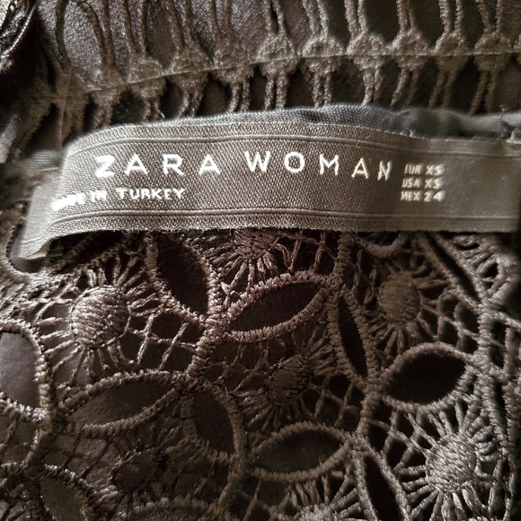 Zara Black Lace Mini Dress Size XS - Picture 9 of 11